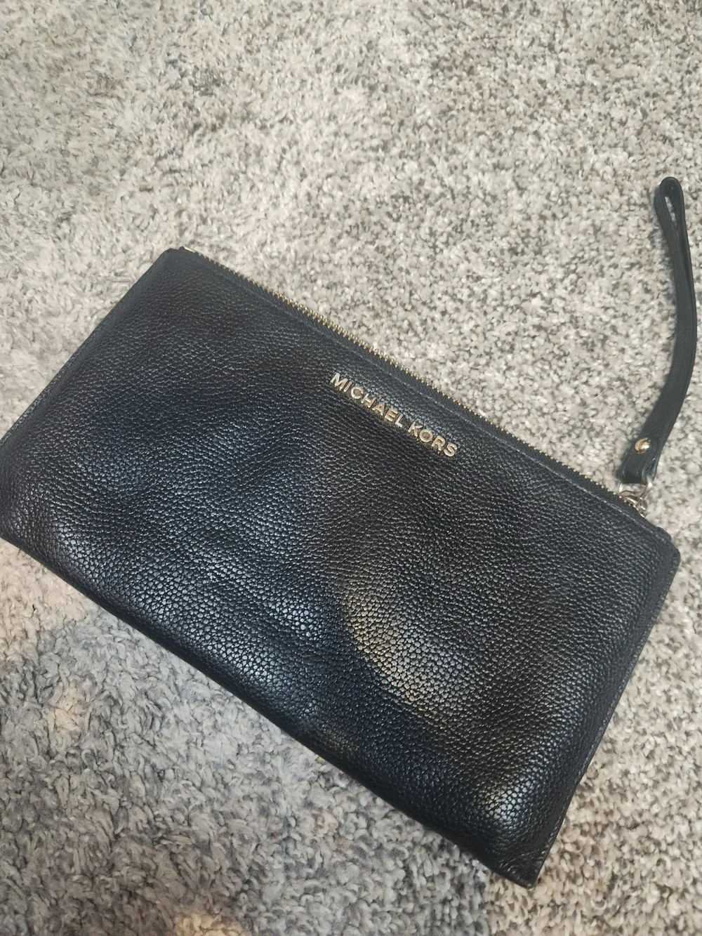 Michael Kors Black Pebbled Leather Wristlet